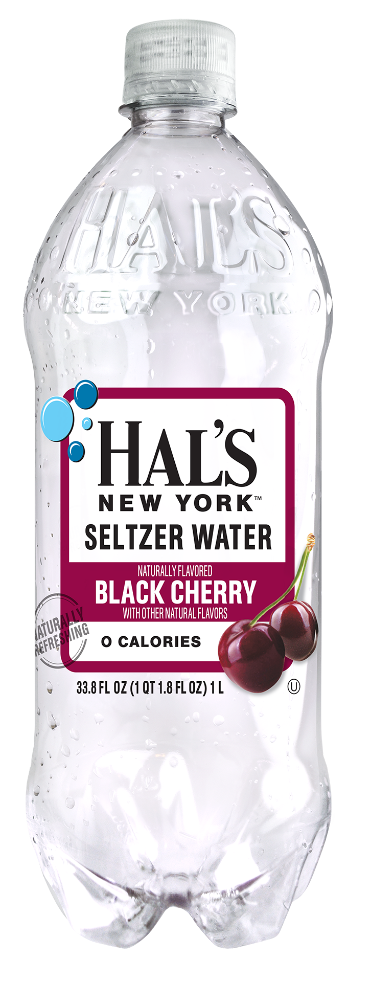 Hal's New York Seltzer Water, Black Cherry, 1 Liter (Pack of 15)