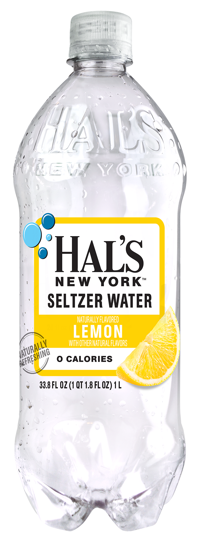 Hal's New York Seltzer Water, Lemon, 1 Liter (Pack of 15)