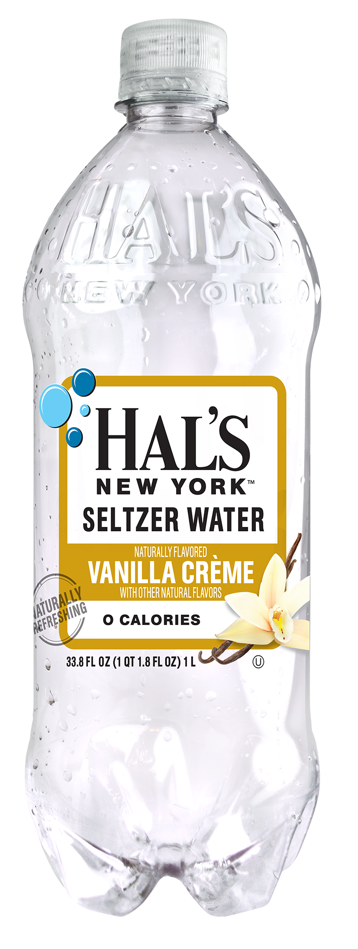 Hal's New York Seltzer Water, Vanilla Créme, 1 Liter (Pack of 15)