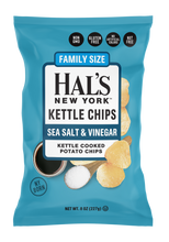 Load image into Gallery viewer, Hal's New York Kettle Cooked Potato Chips, Sea Salt &amp; Vinegar, 8oz X-Large Bags (Pack of 12)
