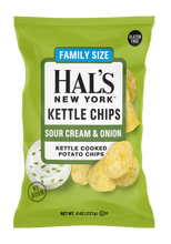 Load image into Gallery viewer, Hal's New York Kettle Cooked Potato Chips, Sour Cream &amp; Onion, 8oz X-Large Bags (Pack of 12)
