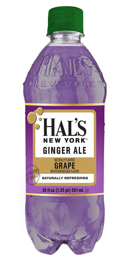 Hal's New York Flavored Ginger Ale, Grape, 20 Oz (Pack of 24)