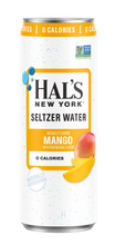 Load image into Gallery viewer, Hal's New York Seltzer Water, Mango, 12oz Slim Cans (Pack of 24)
