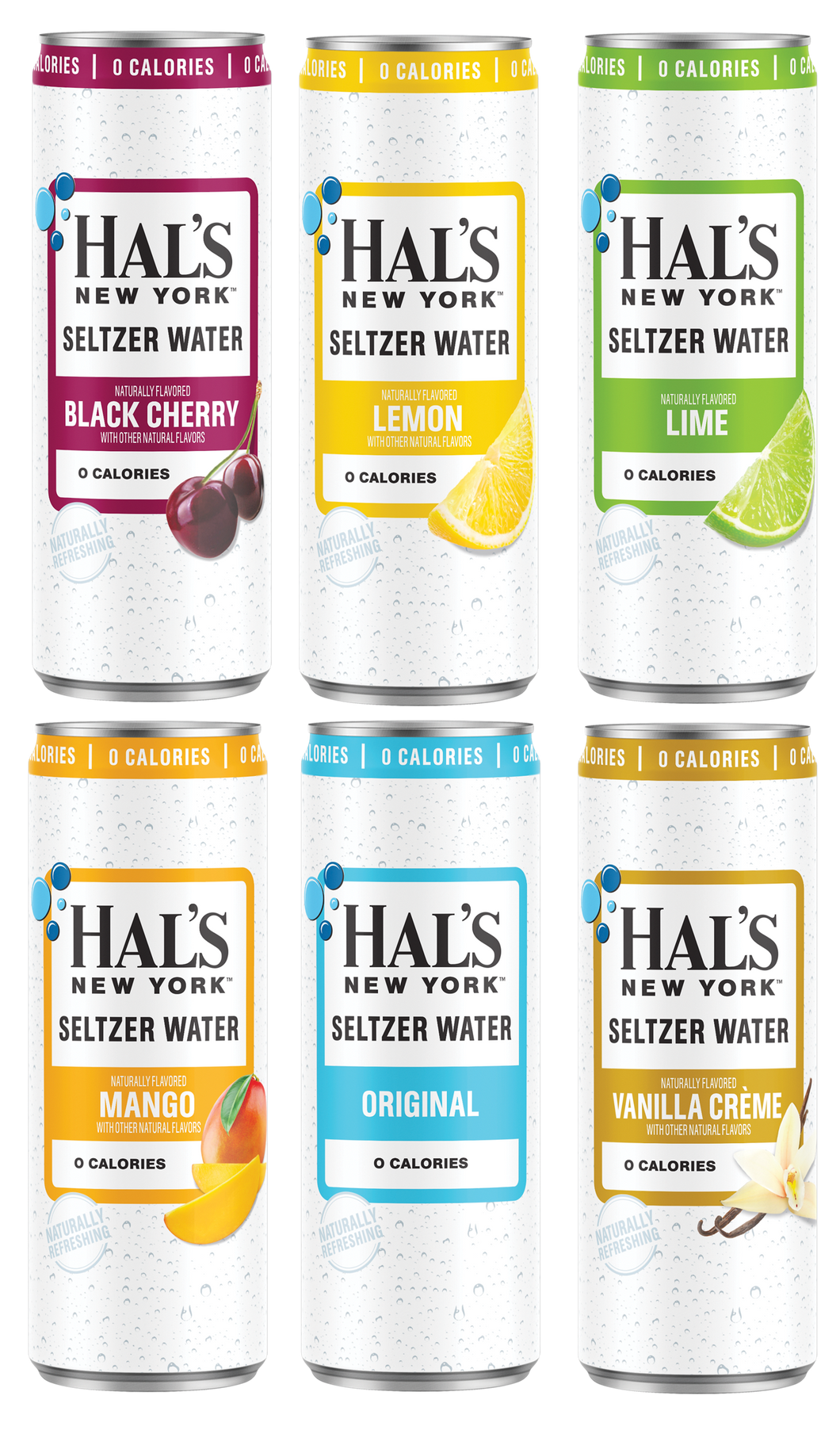 Hal's New York Seltzer Water, 6 Flavor Variety, 12oz Slim Cans - Multi-Pack