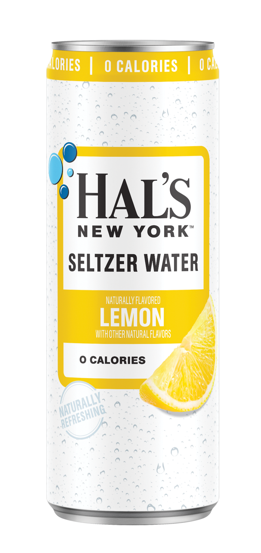 Hal's New York Seltzer Water, Lemon, 12oz Slim Cans (Pack of 24)