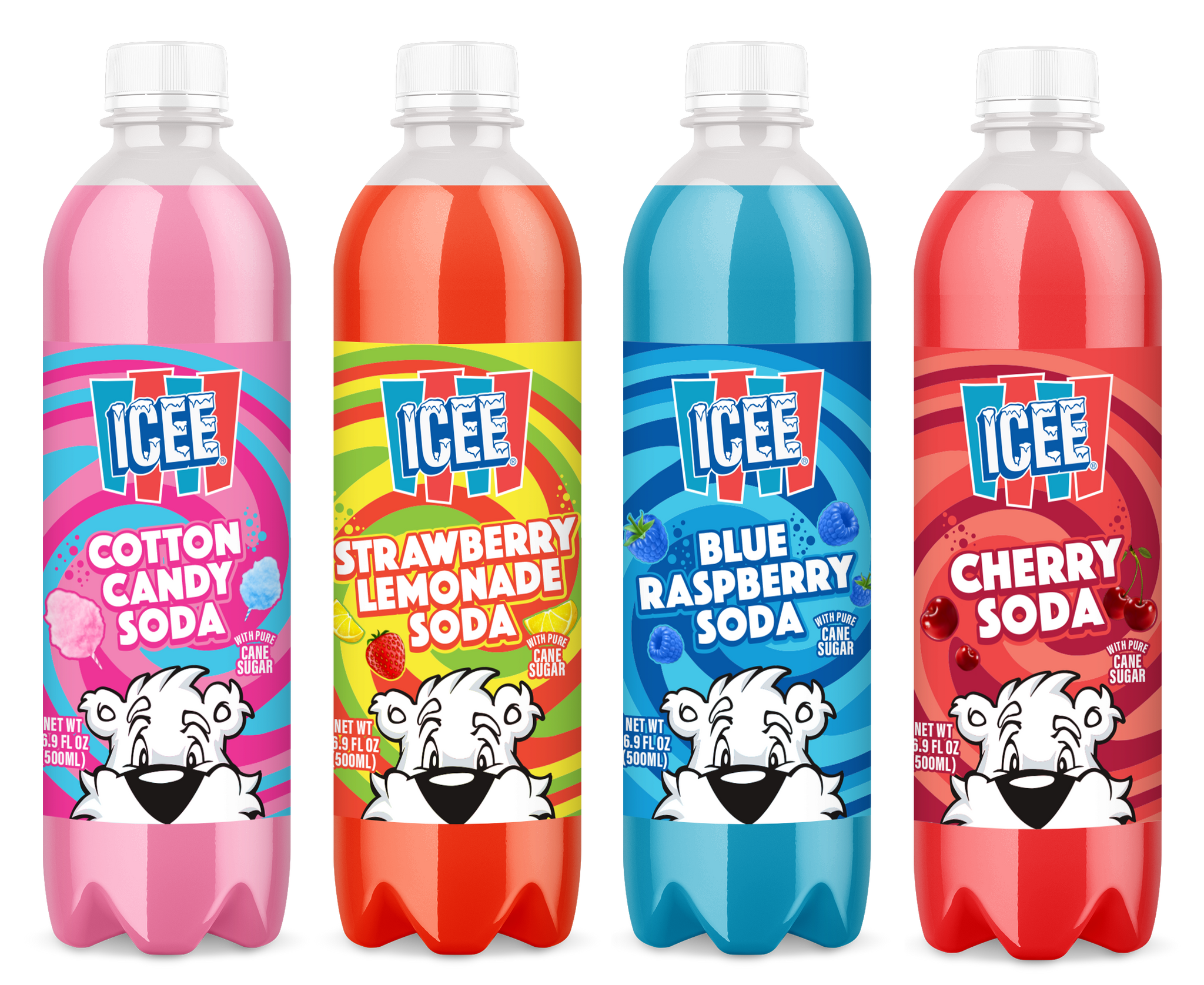 ICEE Sparkling Soda Soft Drink, 4 Flavor Variety, 17oz (Pack of 12
