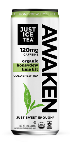 Just Ice Tea AWAKEN Organic Cold Brew Tea, Honeydew Lime Lift, 12oz (Pack of 12)