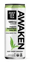 Load image into Gallery viewer, Just Ice Tea AWAKEN Organic Cold Brew Tea, Honeydew Lime Lift, 12oz (Pack of 12)
