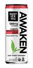 Load image into Gallery viewer, Just Ice Tea AWAKEN Organic Cold Brew Tea, Strawberry Spark, 12oz (Pack of 12)
