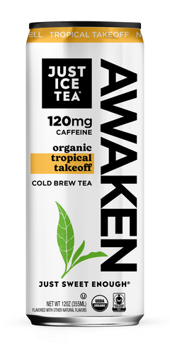 Just Ice Tea AWAKEN Organic Cold Brew Tea, Tropical Takeoff, 12oz (Pack of 12)