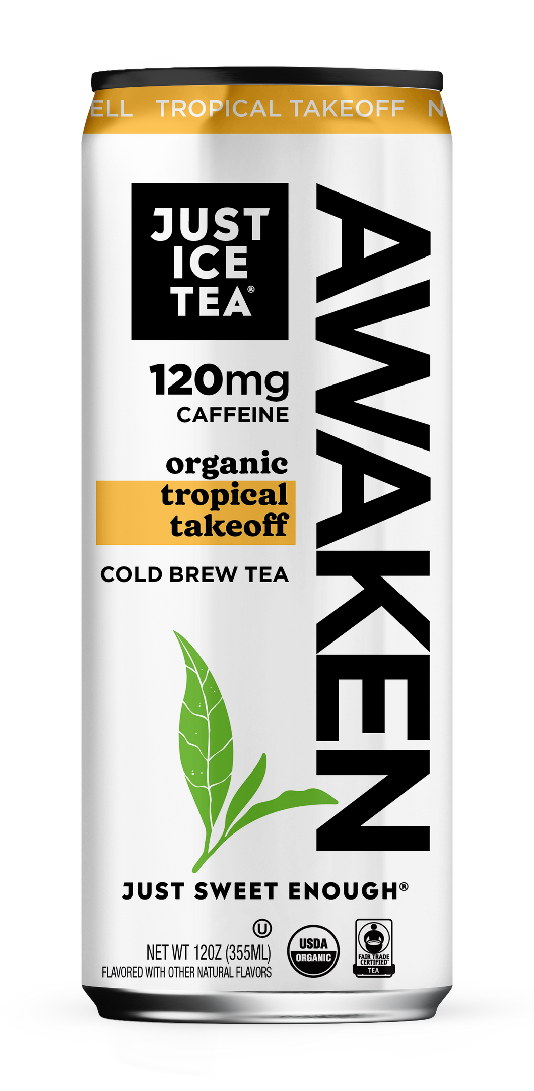 Just Ice Tea AWAKEN Organic Cold Brew Tea, Tropical Takeoff, 12oz