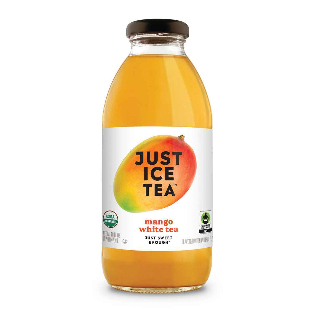 Just Ice Tea, Mango White Tea, 16oz (Pack of 12)