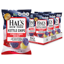Load image into Gallery viewer, Hal's New York Kettle Cooked Potato Chips, Stars and Stripes Sea Salt, 5oz Bag - Multi Pack
