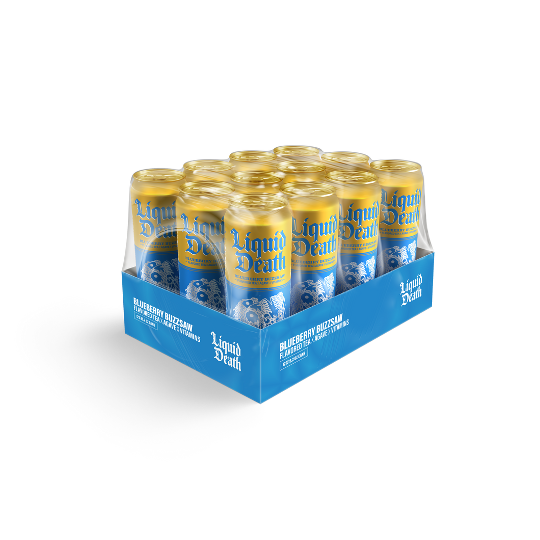 Liquid Death Iced Tea, Blueberry Buzzsaw, 19.2oz King Size (Pack of 12)