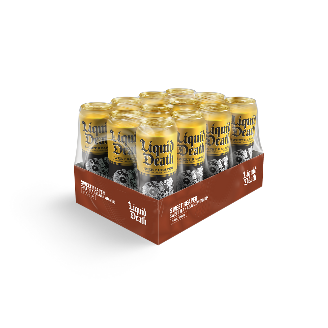 Liquid Death Iced Tea, Sweet Reaper, 19.2oz King Size (Pack of 12)