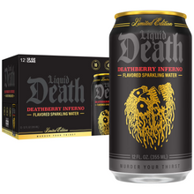 Load image into Gallery viewer, Liquid Death Flavored Sparkling Water, Deathberry Inferno, 12oz (Pack of 12)

