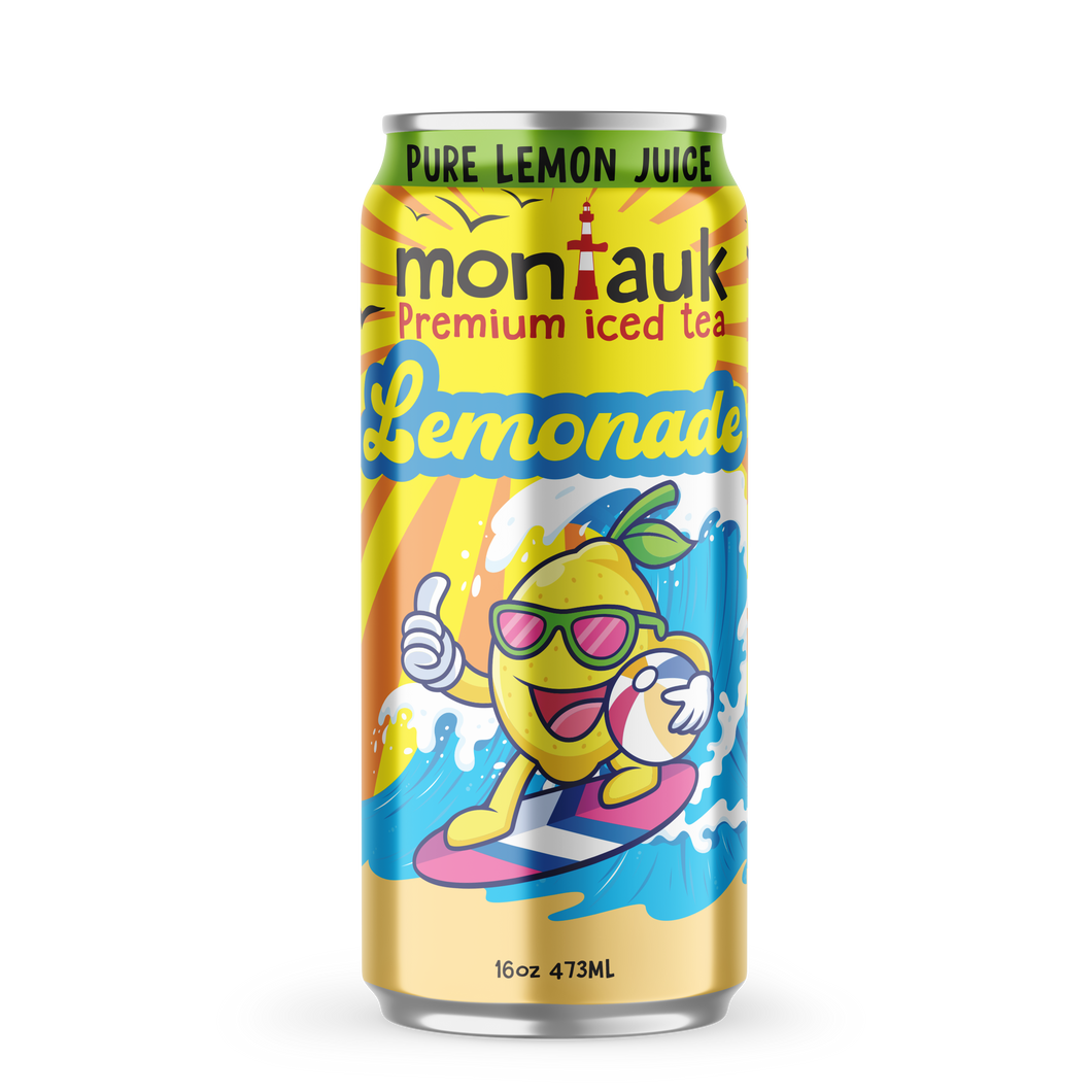 Montauk Premium Iced Tea, Lemonade, 16oz Cans (Pack of 12)