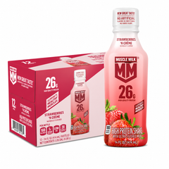 Muscle Milk 26g Protein Shake, Strawberries 'N Cream, 14 Fl Oz (Pack of 12)