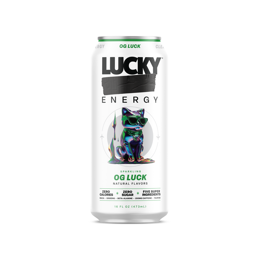 Lucky Energy Sparkling Energy Drink, OG Luck, 16oz (Pack of 12)