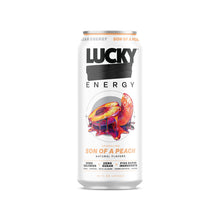 Load image into Gallery viewer, Lucky Energy Sparkling Energy Drink, Son of a Peach, 16oz (Pack of 12)
