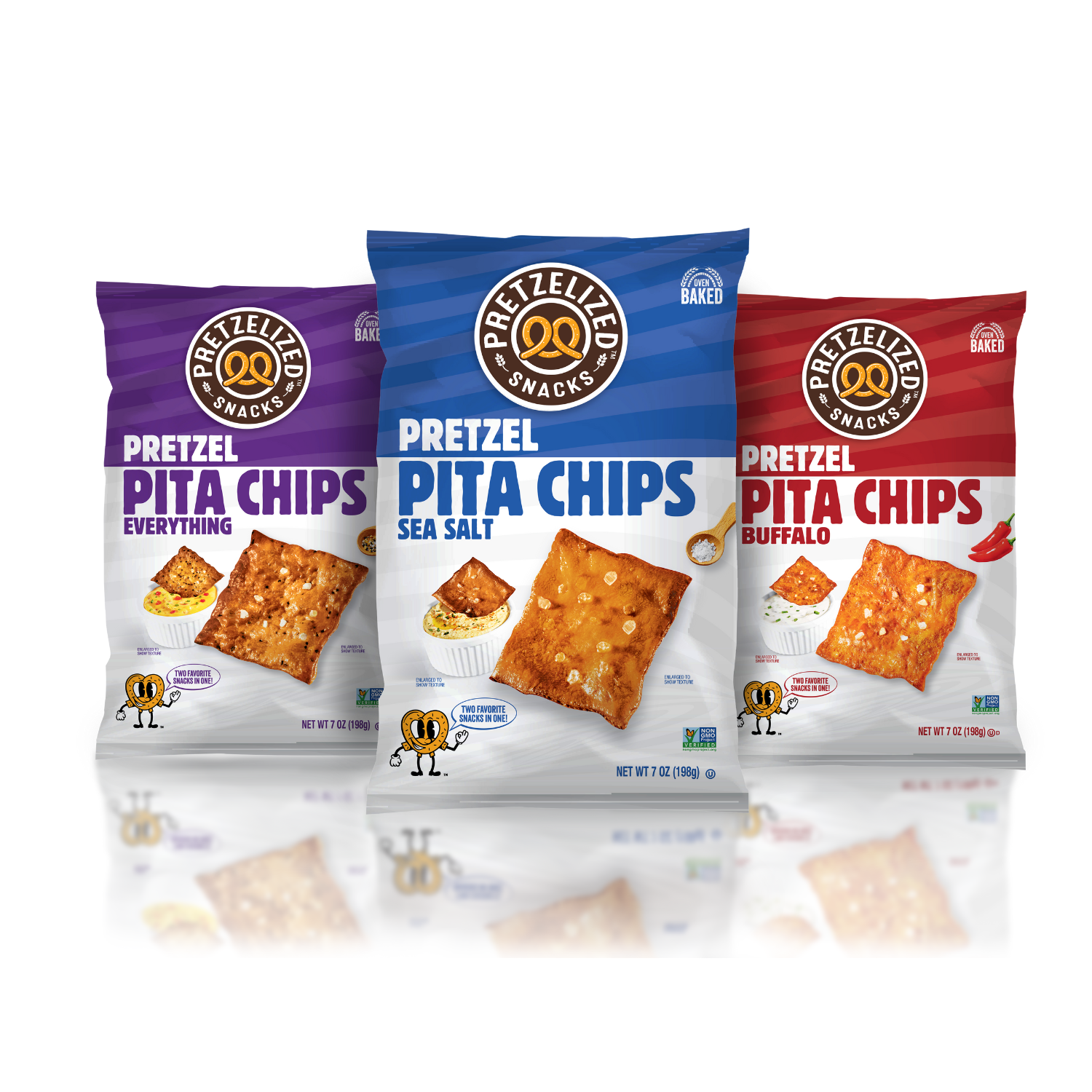 PRETZELIZED Pretzel Pita Chips, 3 Flavor Variety, 7oz Bag - Multi-Pack ...