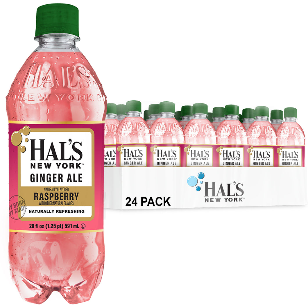 Hal's New York Flavored Ginger Ale, Raspberry, 20 Oz (Pack of 24)