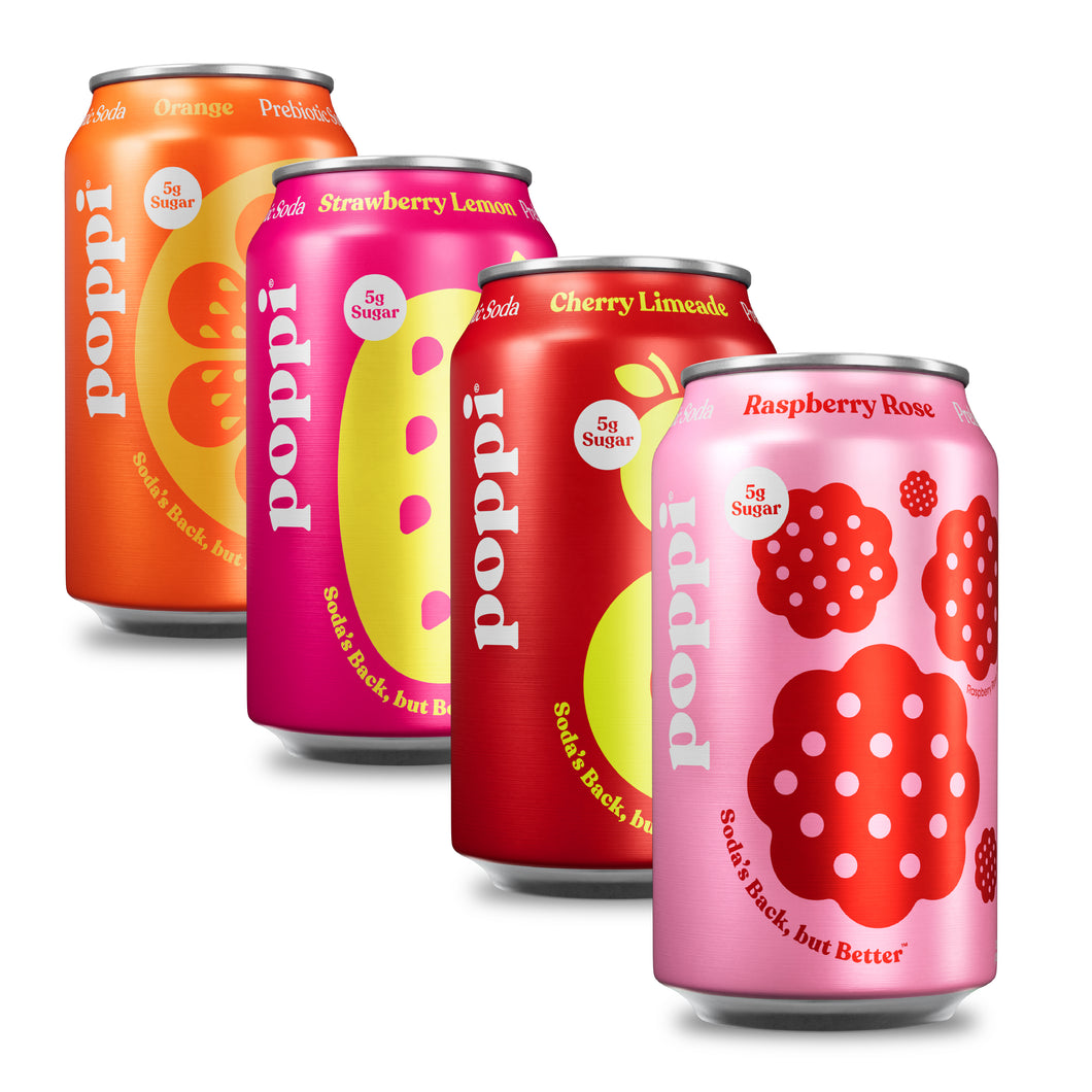 Poppi Prebiotic Soda, Short List Variety, 12oz (Pack of 12)