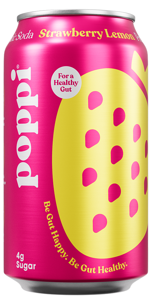 Poppi Prebiotic Soda, Strawberry Lemon, 12 oz (Pack of 12)