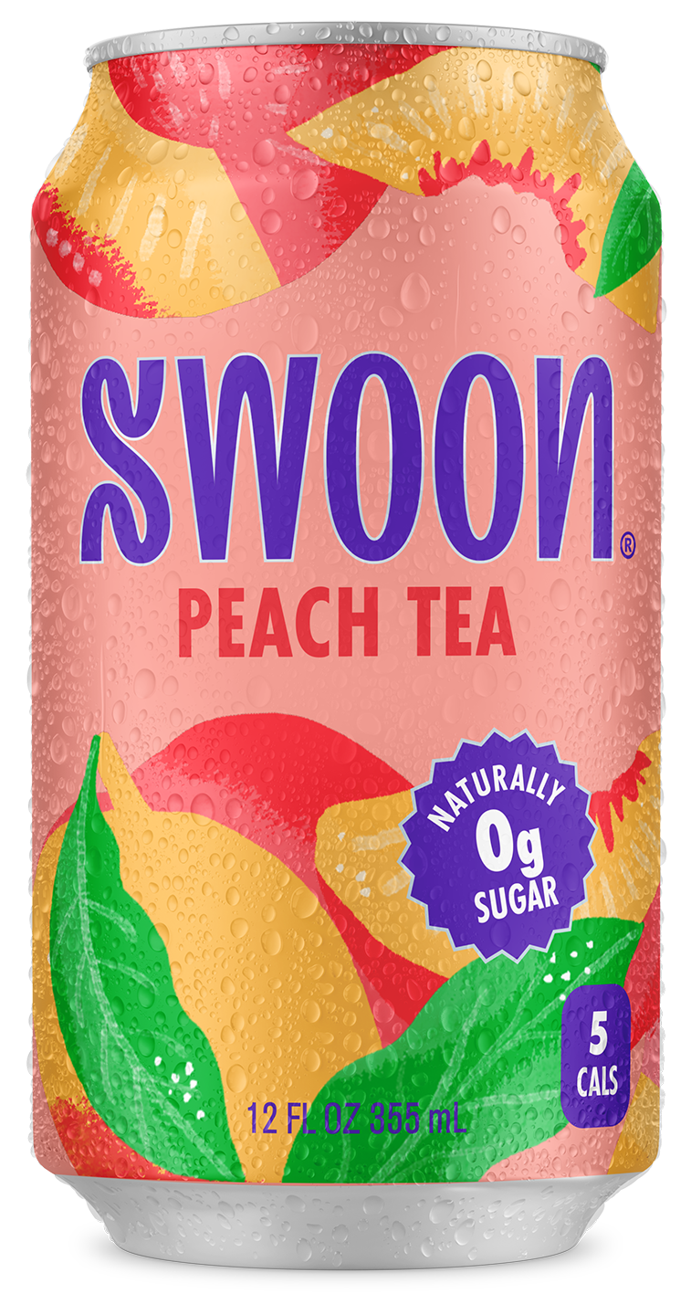 SWOON Sugar Free Iced Tea, Peach, 12oz (Pack of 12)