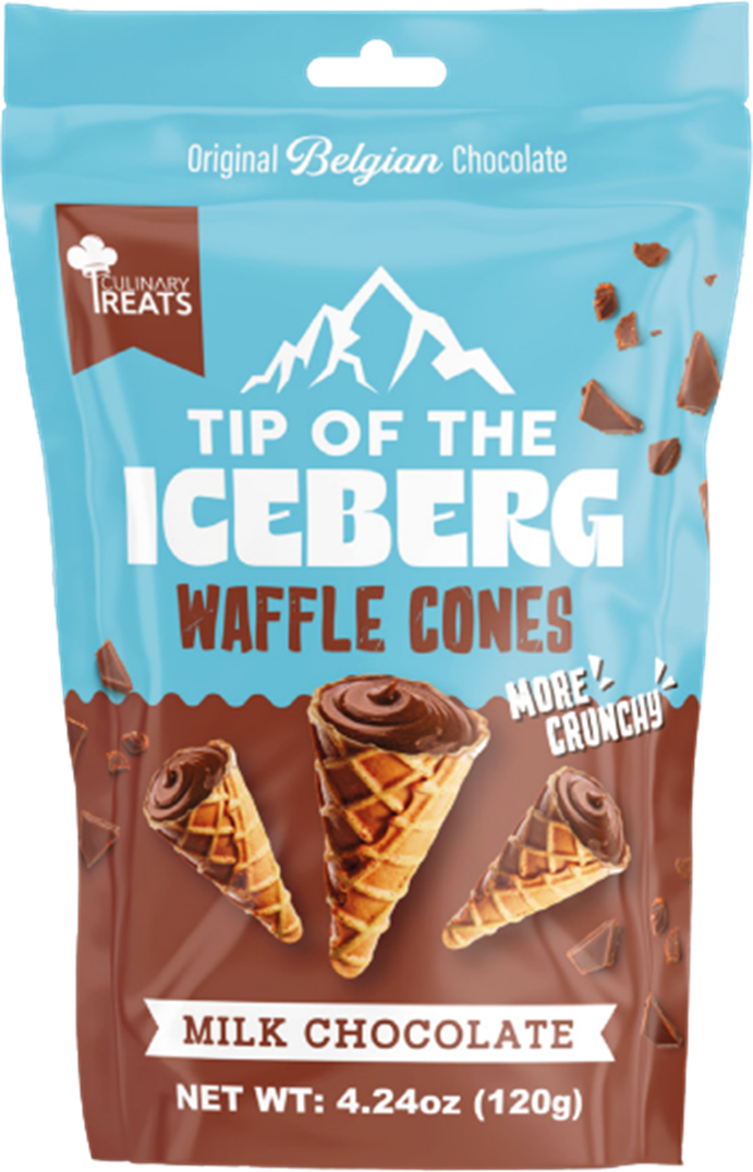Culinary Treats Tip of the Iceberg Waffle Cones, Milk Chocolate, 4.24oz - Multi-Pack