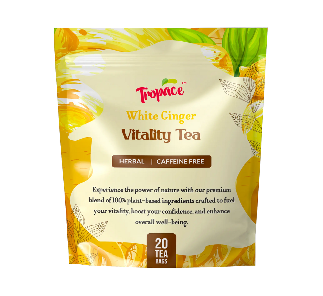 Tropace White Ginger Vitality Tea, 20 Tea Bags, 1.4 oz - Multi-Pack
