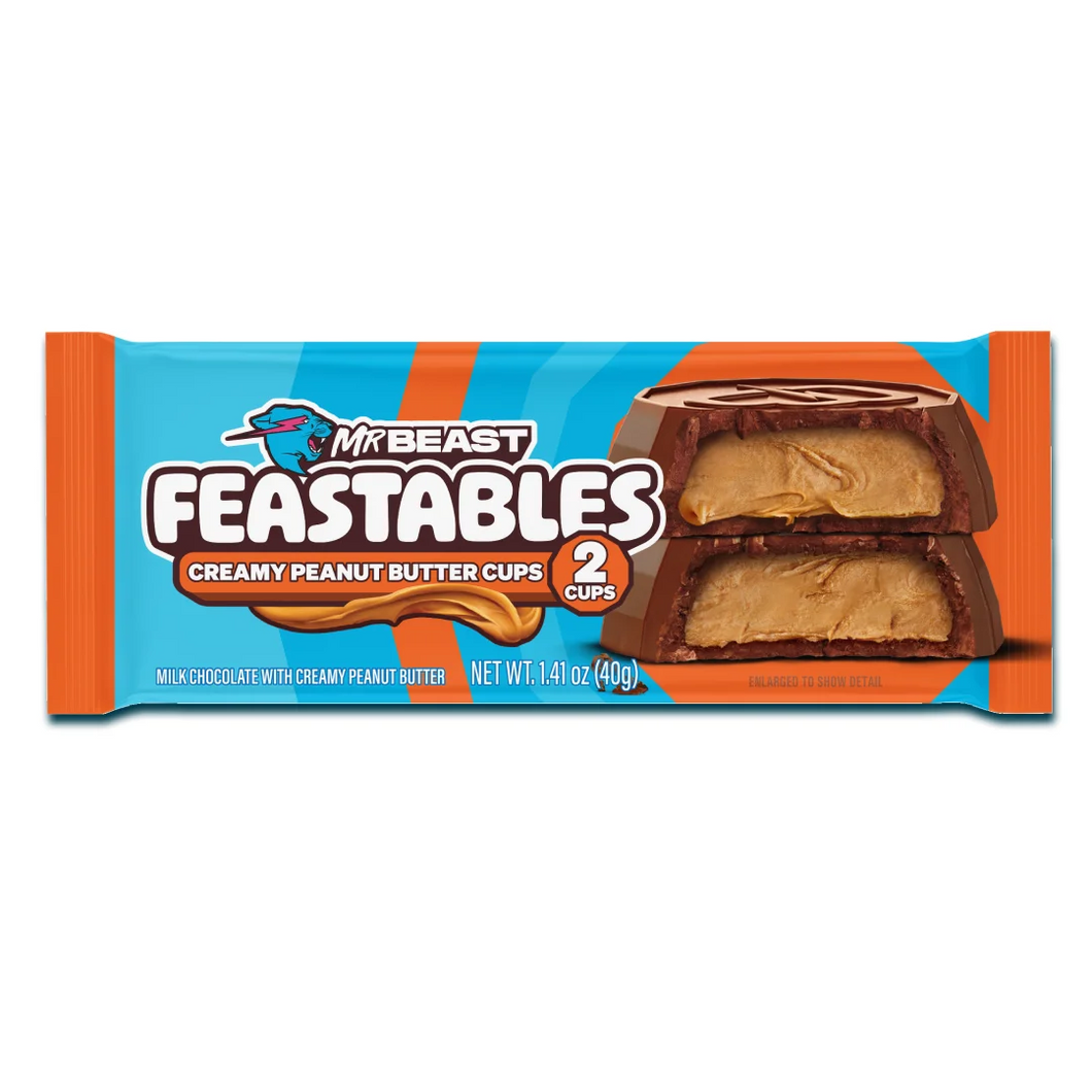 Feastables MrBeast Chocoalte, Creamy Peanut Butter Cups, 1.41 oz (Pack of 24)
