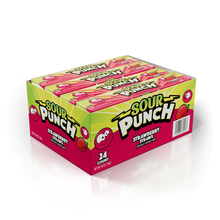 Load image into Gallery viewer, Sour Punch Chewy Candy Straws, Strawberry, 2oz (Pack of 24)
