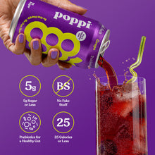 Load image into Gallery viewer, Poppi Prebiotic Soda, Grape, 12oz (Pack of 12)
