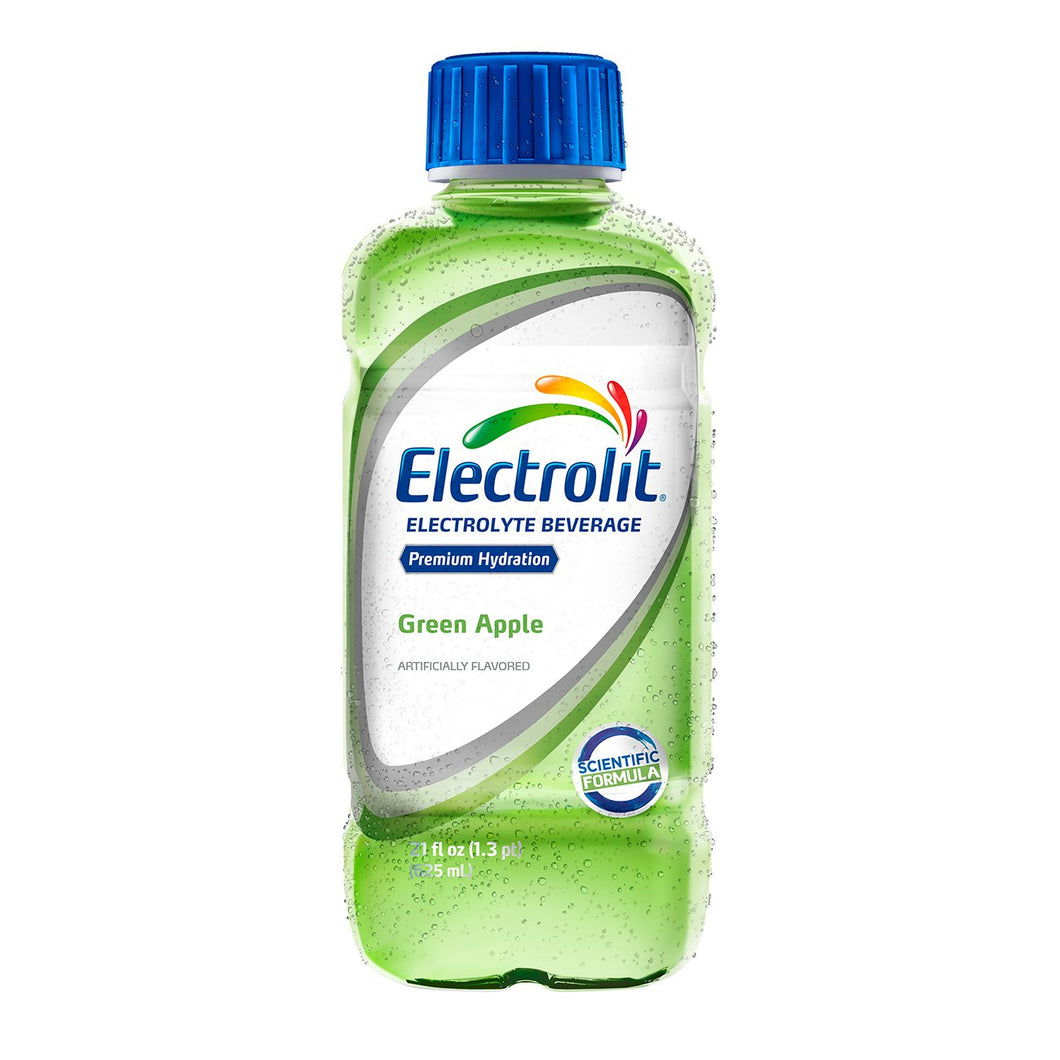 Electrolit Electrolyte Hydration Beverage, Green Apple, 21oz (Pack of 12)