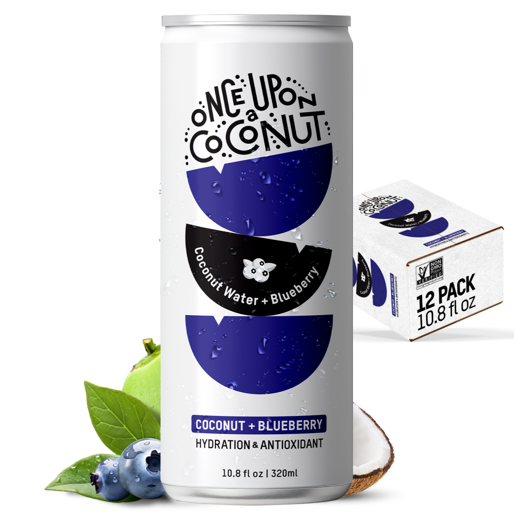 Once Upon a Coconut 100% Pure Coconut Water, Blueberry, 10.8oz (Pack of 12)