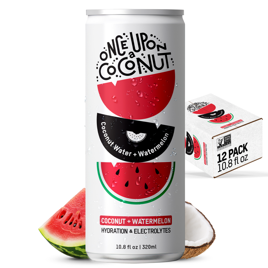 Once Upon a Coconut 100% Pure Coconut Water, Watermelon, 10.8oz (Pack of 12)