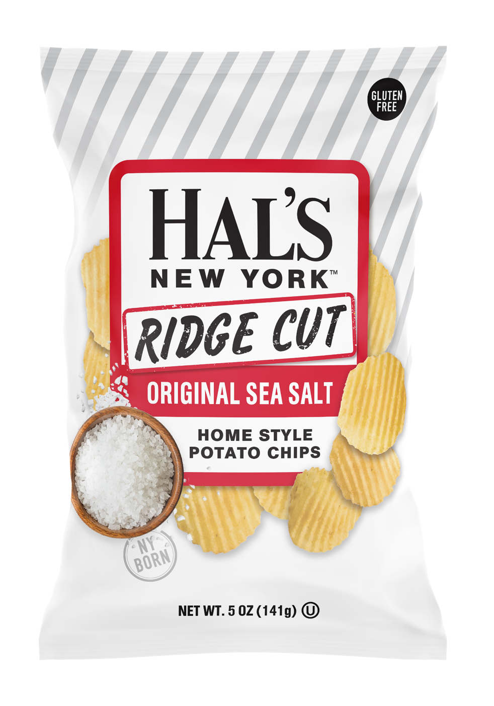 Hal's New York Ridge Cut Potato Chips, Sea Salt, 5oz (Pack of 12)