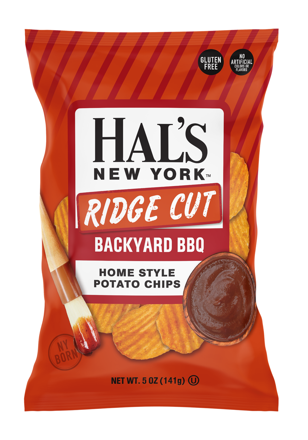 Hal's New York Ridge Cut Potato Chips, Backyard BBQ, 5oz (Pack of 12)