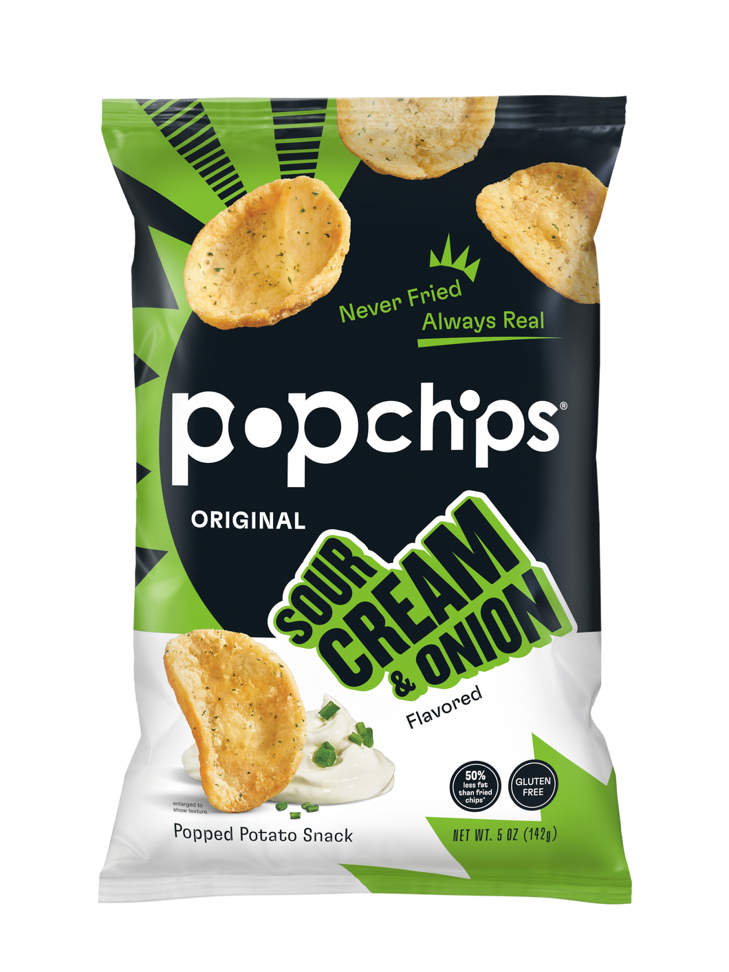 Popchips Popped Potato Chips, Sour Cream & Onion, 5oz (Pack of 12)