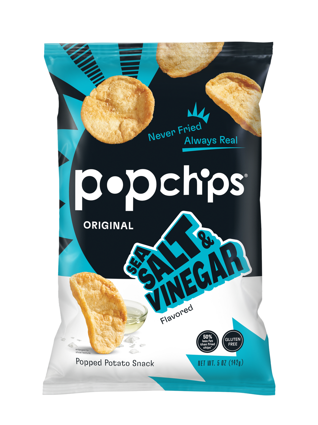 Popchips Popped Potato Chips, Sea Salt & Vinegar, 5oz (Pack of 12)