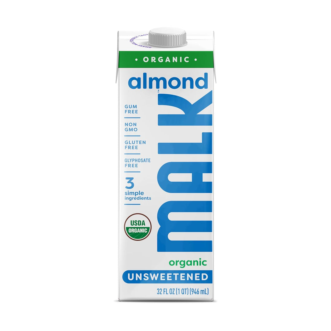 MALK Shelf Stable Organic Almond Milk, Unsweetened, 32oz - Multi-Pack