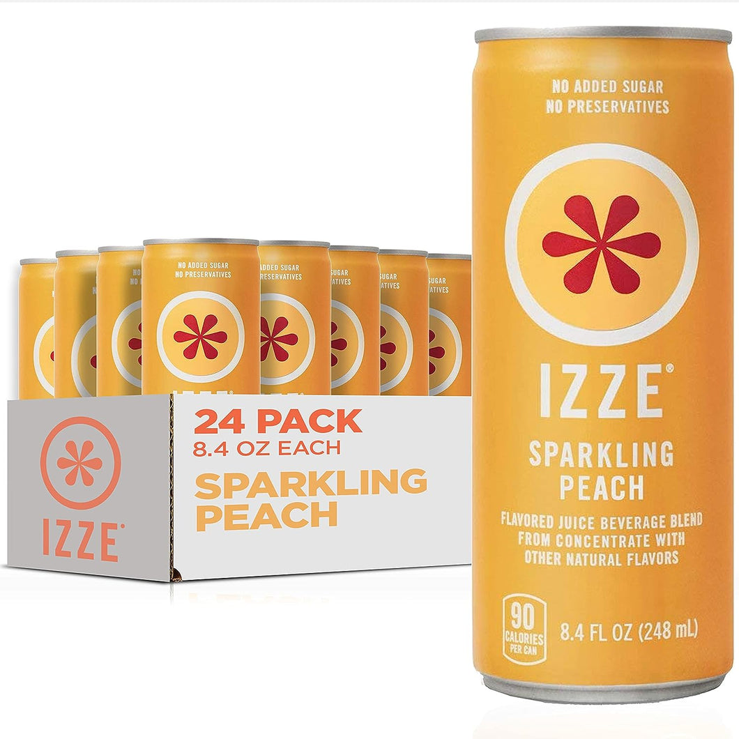 Izze Sparkling Juice, Peach, 8.4 Fl Oz (Pack of 24)