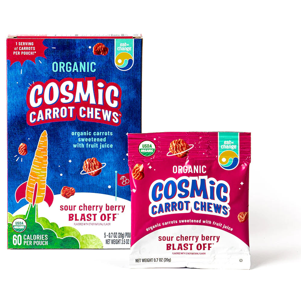 Eat the Change Organic Cosmic Carrot Chews, Sour Cherry Berry, 5 - 0.7oz Pouches (Pack of 10)