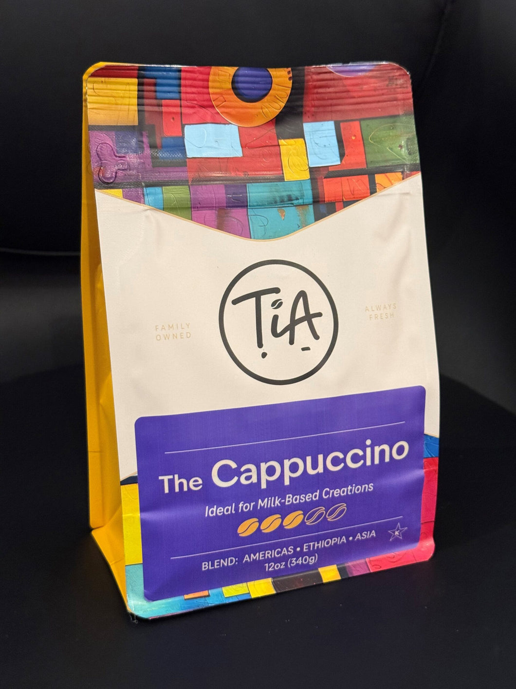 TiA Coffee Beans 100% Arabica Blend, The Cappuccino, 12oz - Multi-Pack