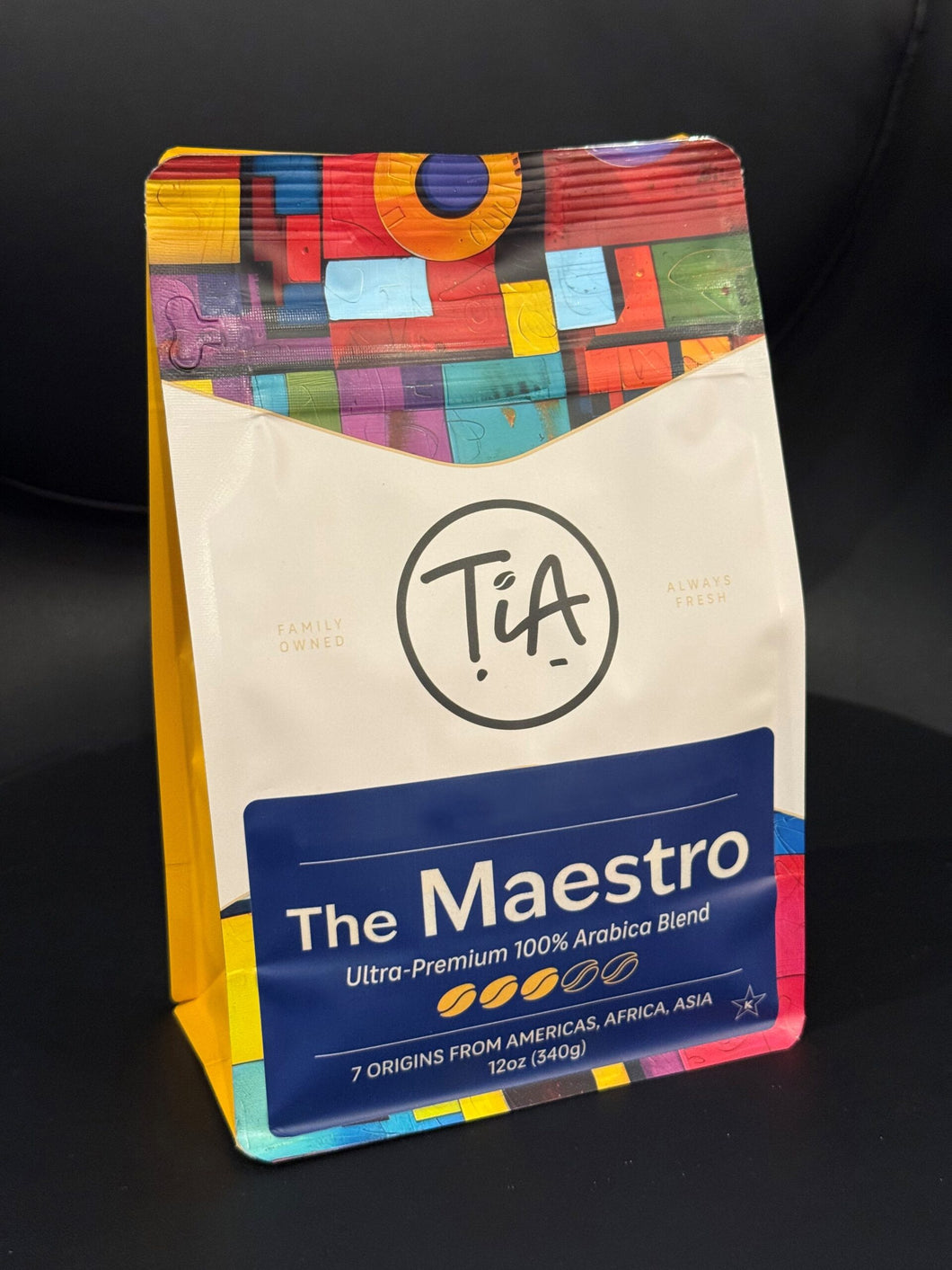 TiA Coffee Beans 100% Arabica Blend, The Maestro, 12oz - Multi-Pack