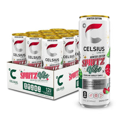 CELSIUS Sparkling Energy Drink, Winter Spritz Vibe, 12oz (Pack of 12)