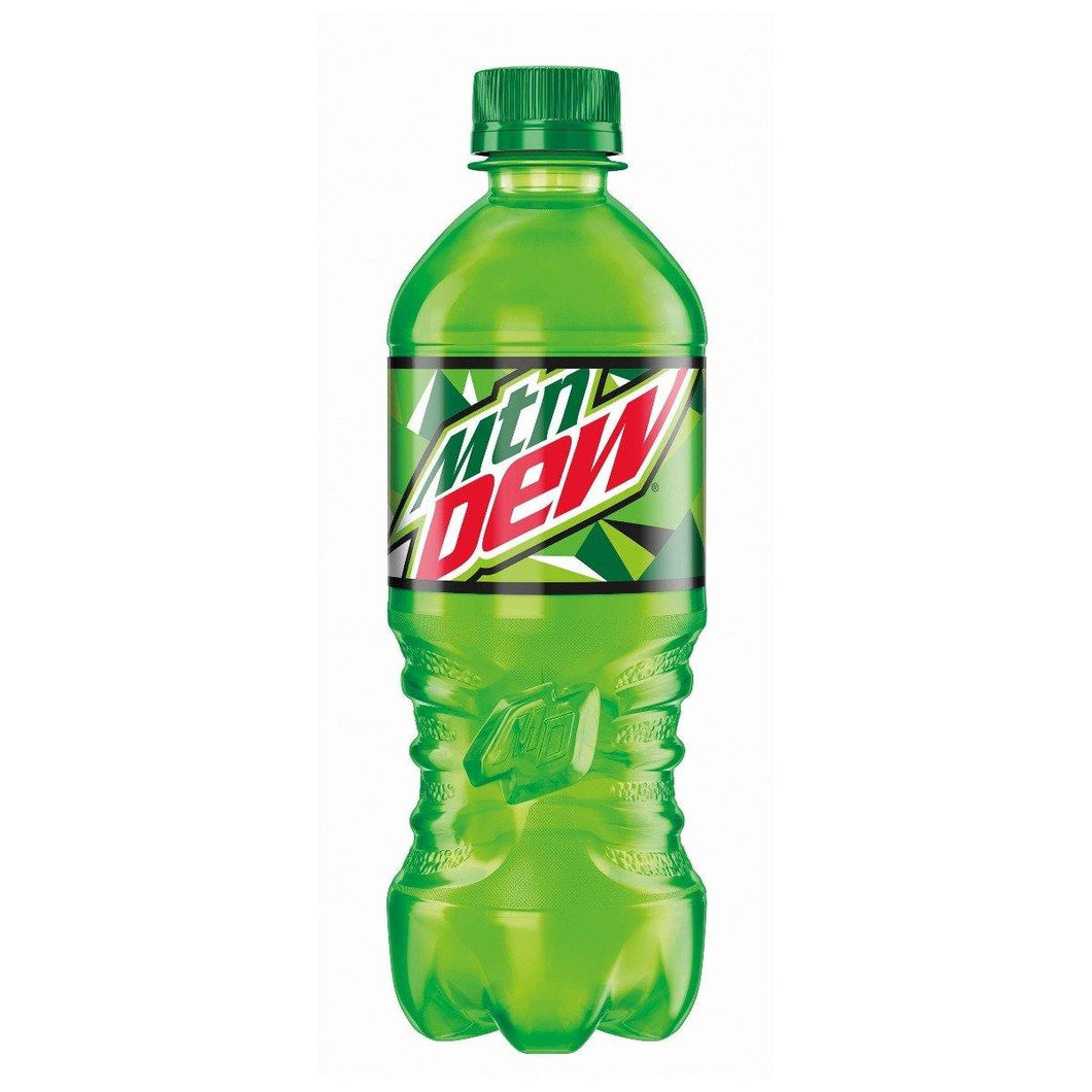 Mountain Dew Soda, 20 Ounce Bottles (Pack of 24) - Oasis Snacks