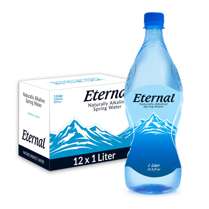 Eternal Naturally Alkaline Spring Water, 1 Liter (Pack of 12)