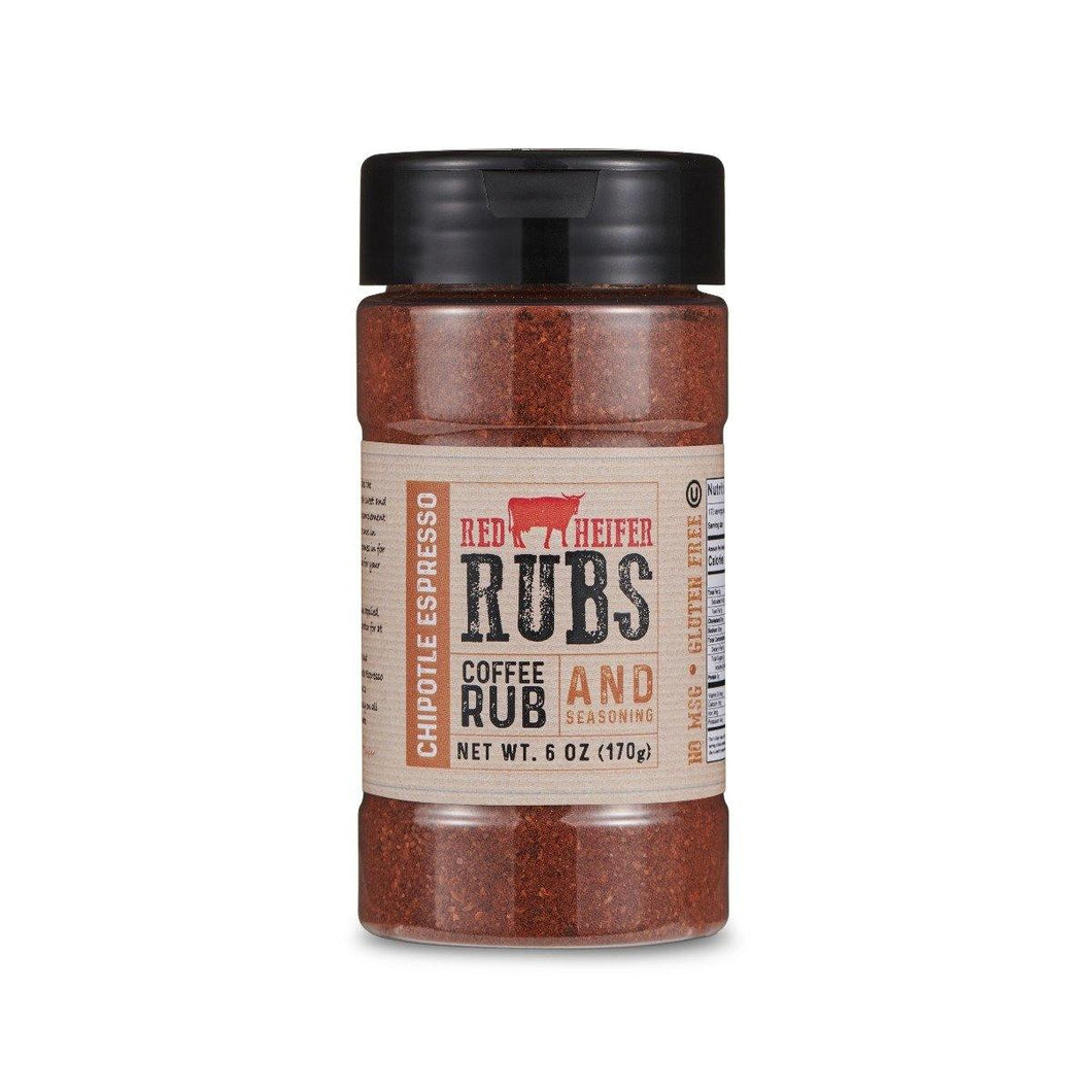 Red Heifer All-Purpose Coffee Rub and Seasoning Blend, Chipotle Espresso, 6oz (1 Bottle) - Oasis Snacks